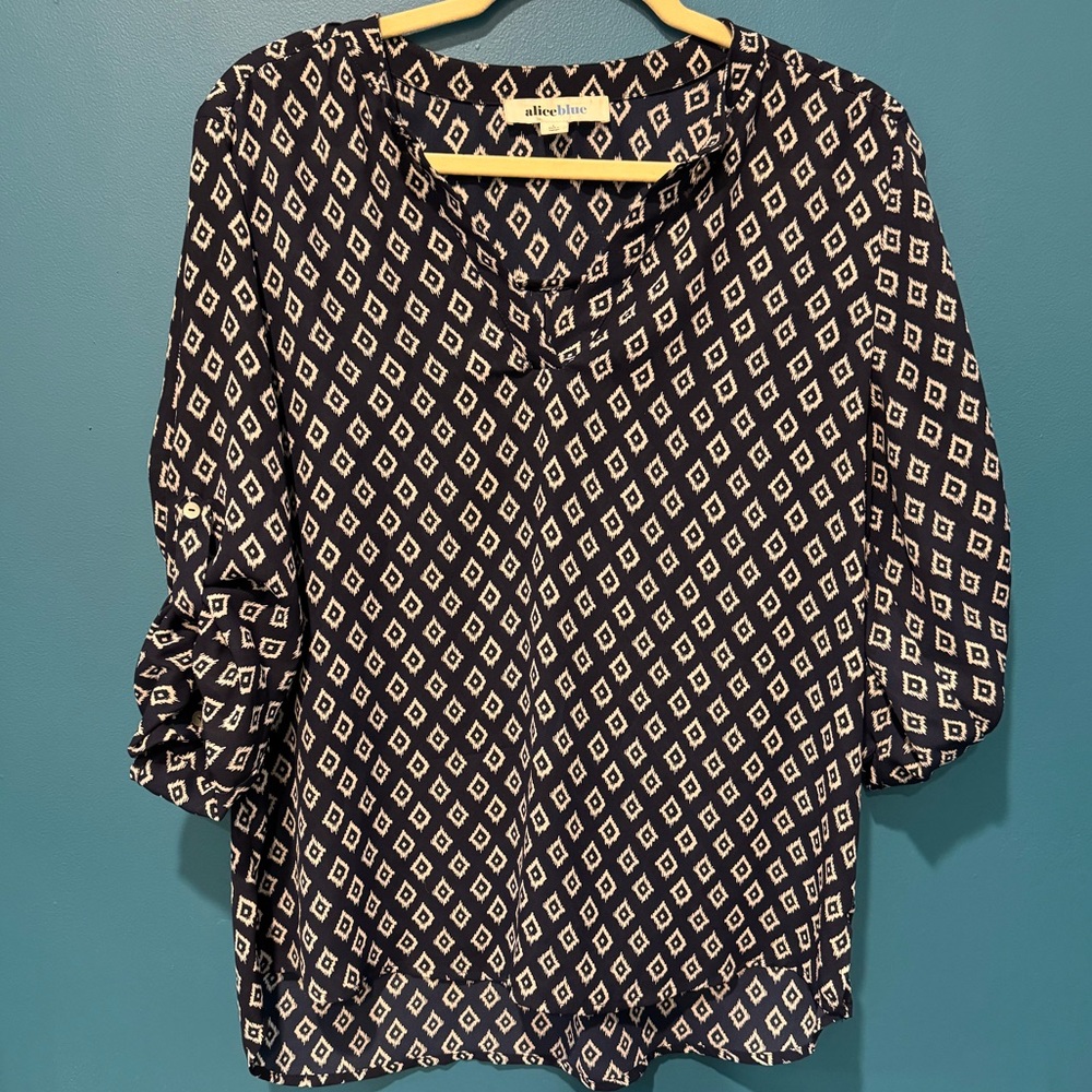 Alice Blue Navy and white blouse
